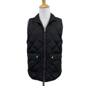 J Crew Vest Womens XS Extra Small Black Excursion Down Quilted Puffer Full Zip